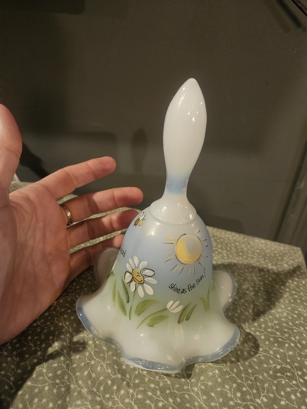 Fenton Blue and White Floral Sun Bell